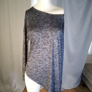 Suzy Shier Gray Asymmetrical Blouse